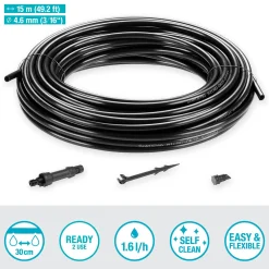 Bewateringsset voor gewassen- of plantenrijen van 15m|ohgreen