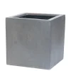 Bloembak Fiberstone kubus 50x50cm grijs|ohgreen New