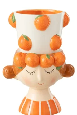 Bloempot 2 delen sinaasappel meisje dolomiet|ohgreen New