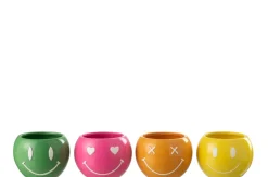 Bloempot smiley porselein mix medium assortiment van 4|ohgreen
