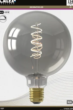 calex led lamp globe G125 flex filament E27 titanium dimbaar|ohgreen Clearance