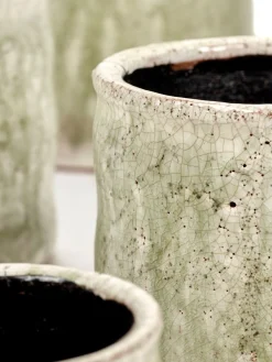 Craquelé Pot flame light green d14 h13 cm|ohgreen Discount