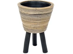 Drypot wooden legs stripe grey d27h42cm|ohgreen Best