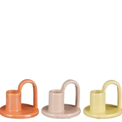 Graca kandelaar oranje geel roze 3 assorti - h7,5xd9cm|ohgreen Online