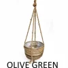 hanging basket stripe with rope d40h30cm - olive green|ohgreen Clearance