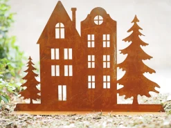 Huizen met bomen op basis, winterlandschap|ohgreen Online