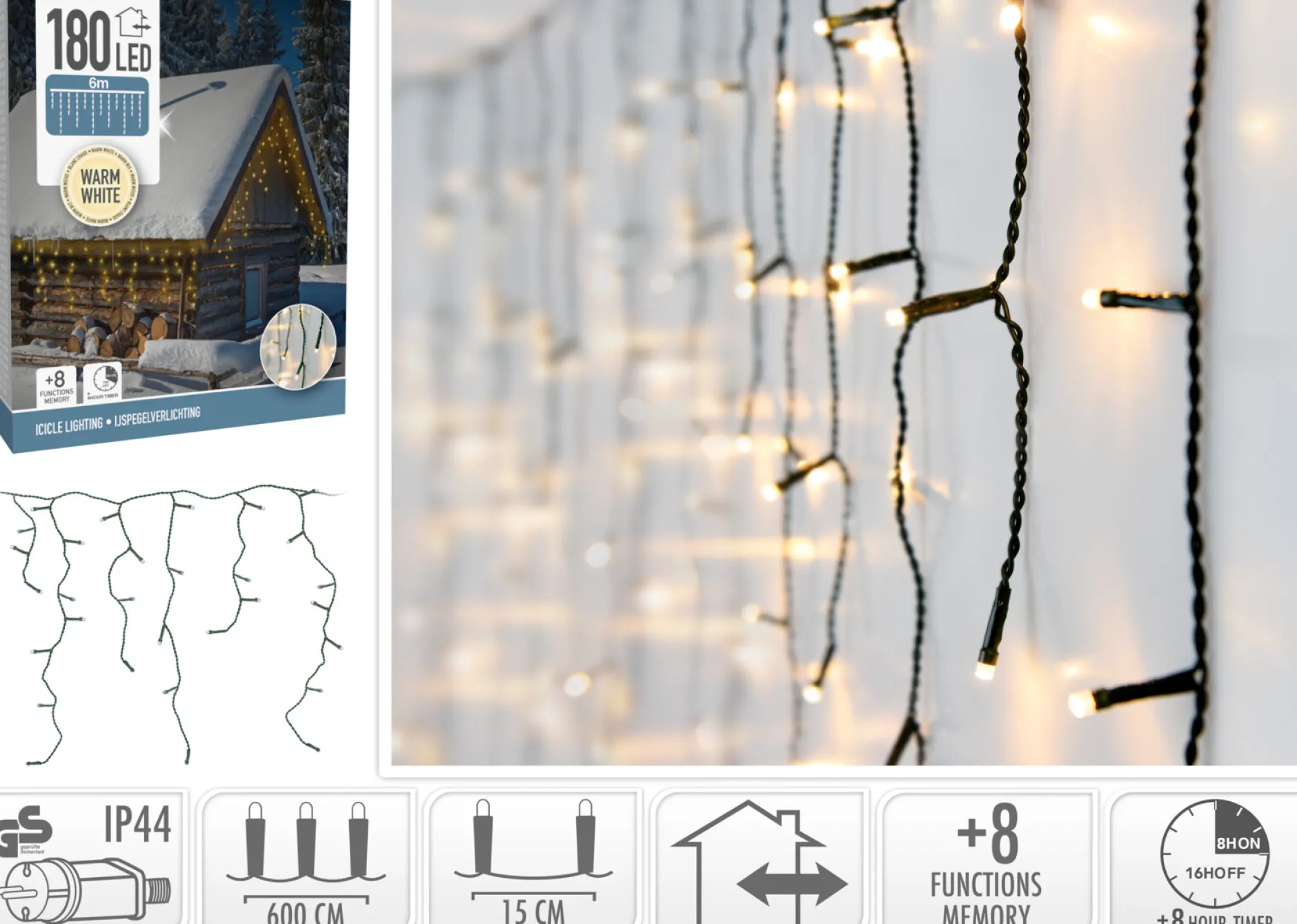 Ijspegelverlichting 180led|ohgreen Hot