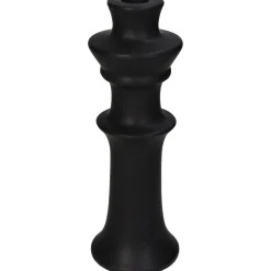 Kandelaar fijn aardewerk zwart 8x8x24cm|ohgreen Discount