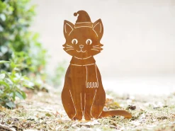 Kat met sjaal en kerstmuts op basis|ohgreen