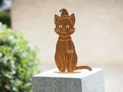 Kat met sjaal en kerstmuts op basis|ohgreen