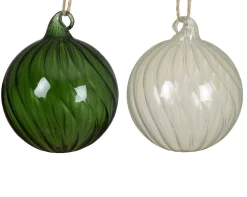 Kerstbal glas transparant spiraal|ohgreen New