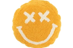 Kussen smiley getuft katoen oranje/wit|ohgreen