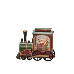 Led kerstlantaarn locomotief met kerstman en zak met kerstcadeaus|ohgreen New