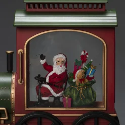 Led kerstlantaarn locomotief met kerstman en zak met kerstcadeaus|ohgreen New