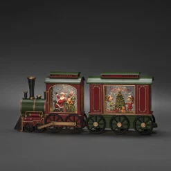 Led kerstlantaarn locomotief met kerstman en zak met kerstcadeaus|ohgreen New