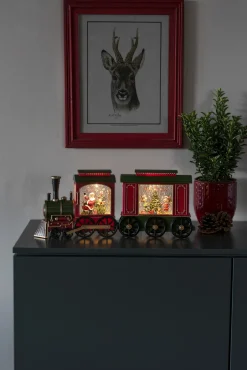 Led kerstlantaarn locomotief met kerstman en zak met kerstcadeaus|ohgreen New