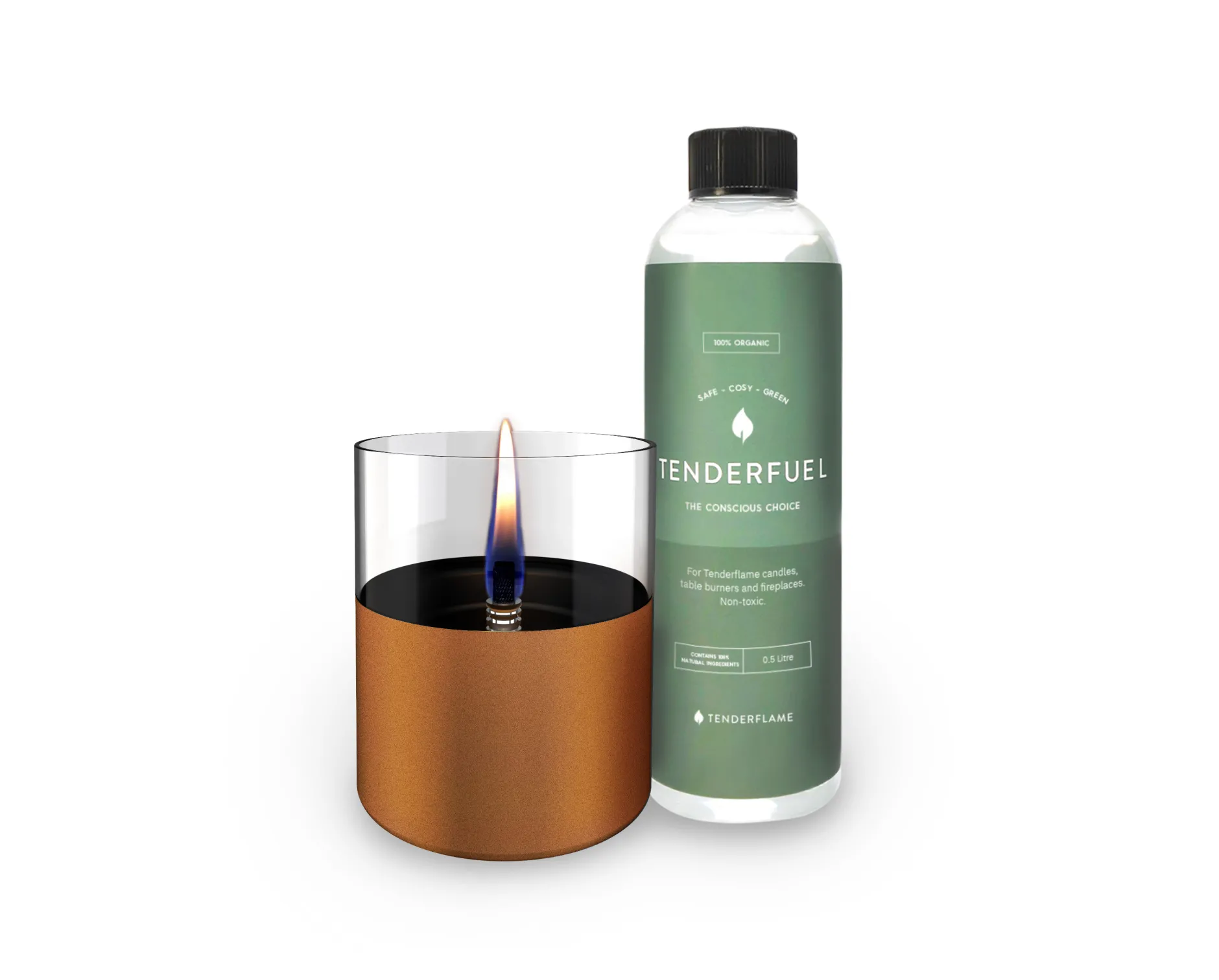 Lilly 10 kaars met fles van Tenderfuel organic navulolie 500ml|ohgreen Outlet