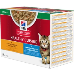 Natvoer voor katten hill's science plan healthy cuisine kitten stoofpotje met kip en toegevoegde groenten, met zalm en toegevoegde groenten multipack 12x80g|ohgreen Discount