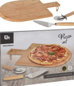 Pizzaset: plank, snijder en schep|ohgreen Online