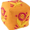 Poef vierkant bloem katoen oranje/roze/geel|ohgreen Best
