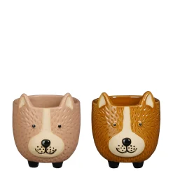 Pot hond bruin beige 2 assorti - l11,5xb11xh12cm|ohgreen Hot