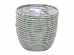 Pot round balloon stripe olive d18h16cm|ohgreen