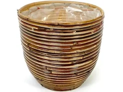Pot round balloon stripe bronze d24h24cm|ohgreen Outlet