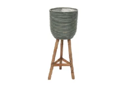 Pot stripe wooden legs green d25h64cm|ohgreen Outlet