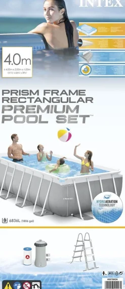Prism rectangular frame pool set 400x200x100cm|ohgreen Discount