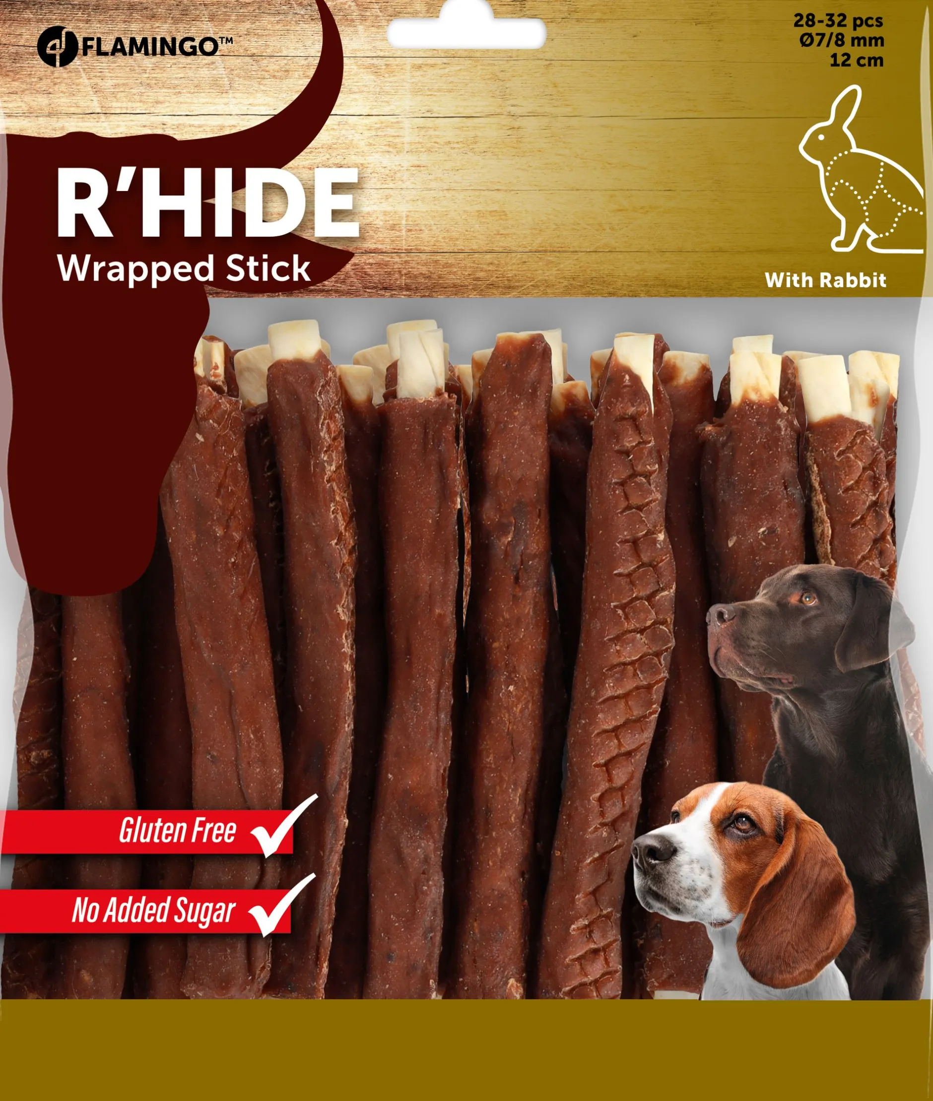 R'hide stokjes omwikkeld met konijn 7/8mm 12cm 28-32st 350gr|ohgreen