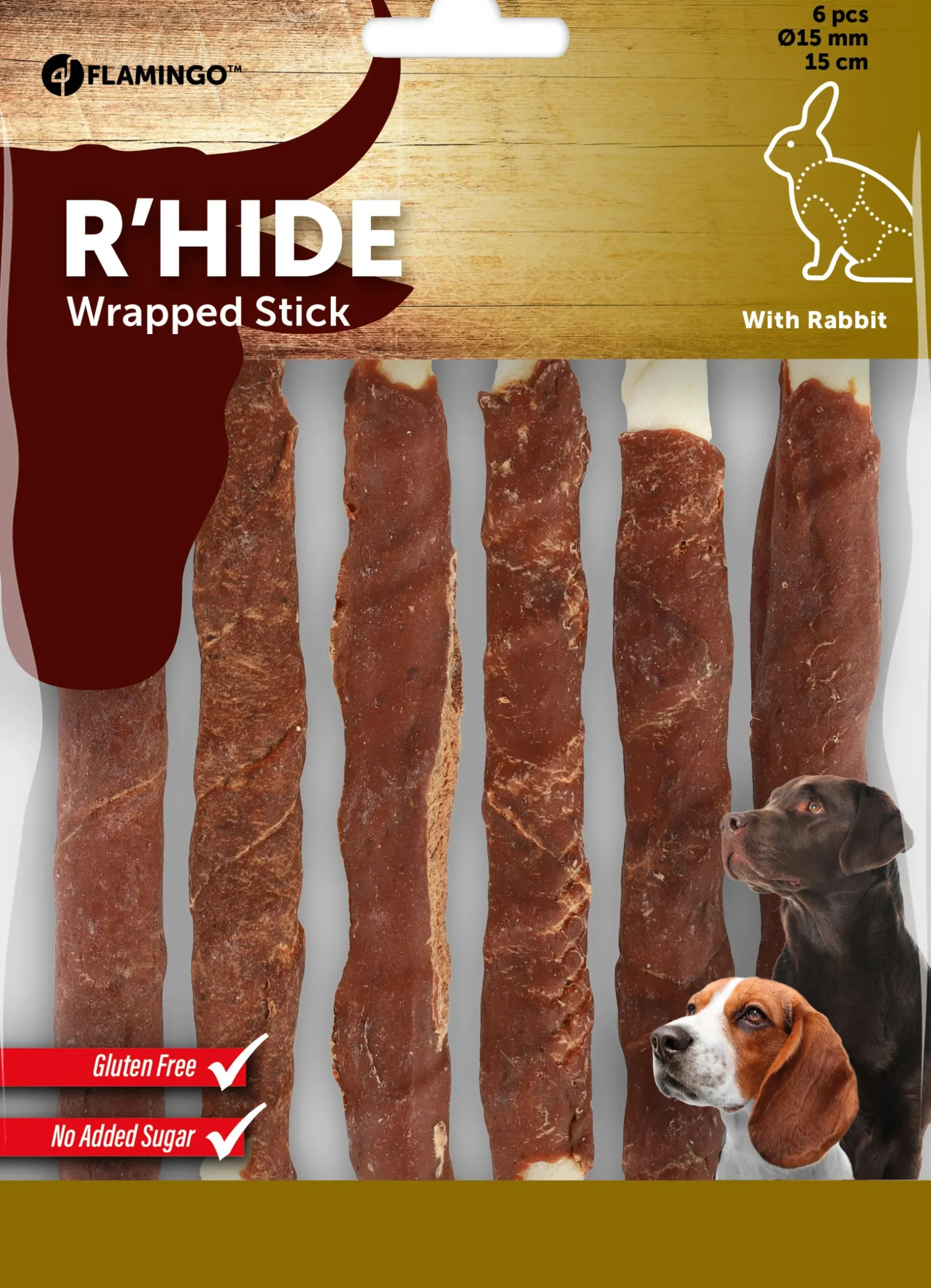 R'hide stokjes omwikkeld met konijn 15mm 15cm 6st 180gr|ohgreen Best