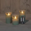 Set van 3 rustieke wax led kaarsen met bewegende vlam jade groen|ohgreen Best