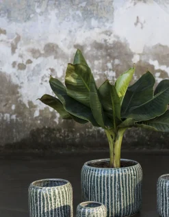 Sixties Pot ribbels blauw grijs d15,5 h14,5|ohgreen Discount