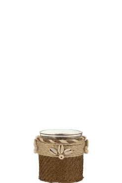 Theelichthouder met schelpen glas bruin|ohgreen Hot