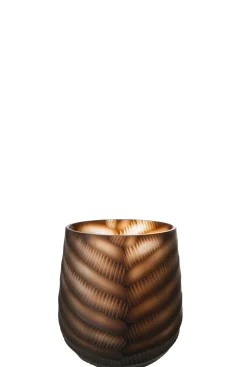 Vaas gekerfd glas bruin small|ohgreen Outlet