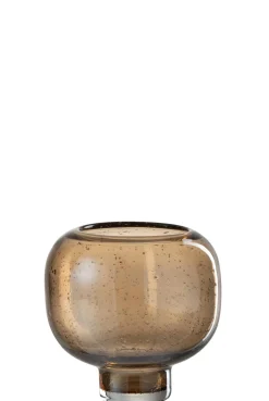 Vaas op voet rond glas amber s (16x16x16cm)|ohgreen Online