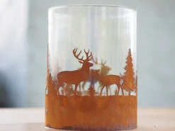 Windlicht, met bos en herten|ohgreen Clearance