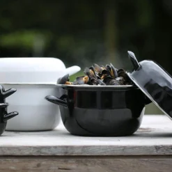 Zwarte mosselpot Ø18 cm geschikt voor inductie|ohgreen Sale